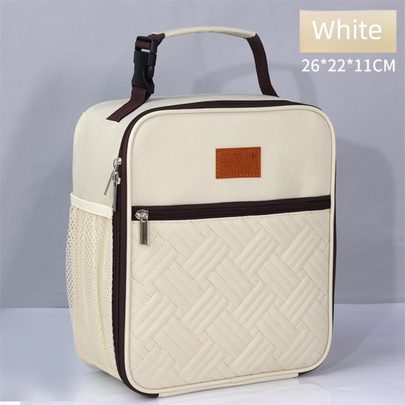 2-Pack Plaid Pattern Insulated Lunch Bag Set(Black & White) - Oxford Cloth Tote with Thermal Aluminum Foil, Large Capacity for Work and Picnic - Image 3
