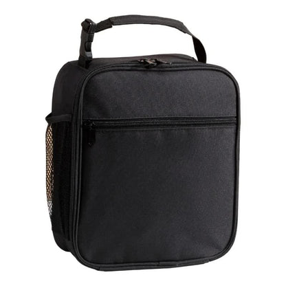 Black Portable Insulated Lunch Bag - Oxford Cloth Handheld Meal Prep Tote, Large-Capacity Square Upright Design for School Office