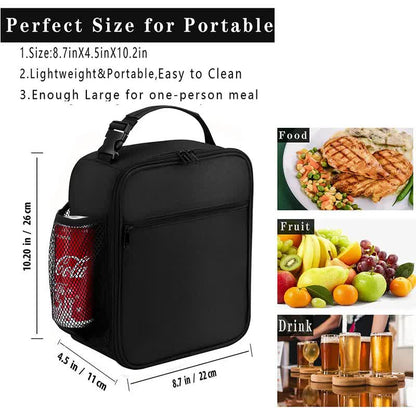 Blue Portable Insulated Lunch Bag - Oxford Cloth Handheld Meal Prep Tote, Large-Capacity Square Upright Design for School Office - Image 2
