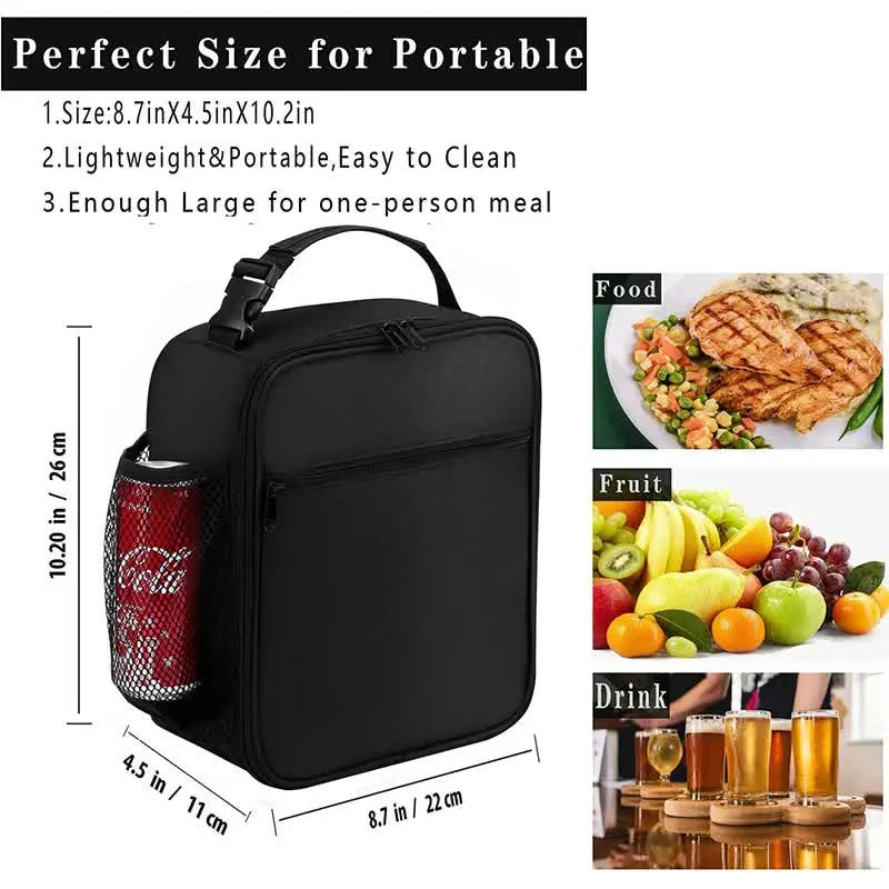 Blue Portable Insulated Lunch Bag - Oxford Cloth Handheld Meal Prep Tote, Large-Capacity Square Upright Design for School Office - Image 2