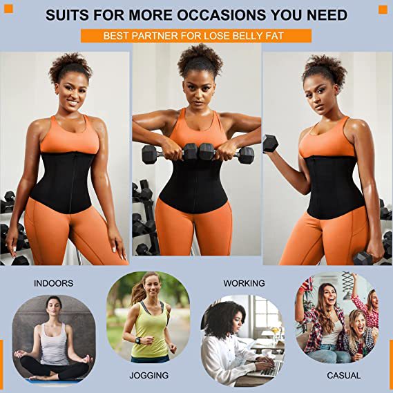 Silver Ion Sauna Waist Trainer for Women(Size L) - 2-in-1 Zipper and Hook/Eye Sweat-Wicking Sports Girdle, Postpartum Fitness Shapewear - Image 4