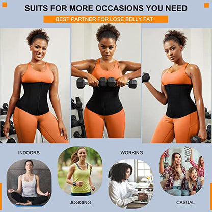 Blue Silver Ion Sauna Waist Trainer for Women(Size S) - 2-in-1 Zipper and Hook/Eye Sweat-Wicking Sports Girdle, Postpartum Fitness Shapewear - Image 4