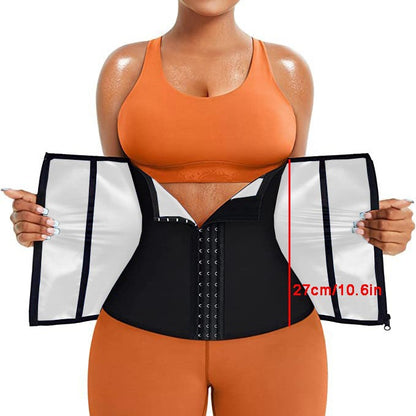 Blue Silver Ion Sauna Waist Trainer for Women(Size L) - 2-in-1 Zipper and Hook/Eye Sweat-Wicking Sports Girdle, Postpartum Fitness Shapewear - Image 6