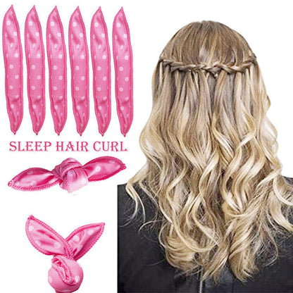 20-Pack Purple Polka Dot Bow Sponge Hair Rollers Set -  Soft Sleep Pillow Lazy No-Heat Curler for Heatless Loose Curls Hair Style - Image 2