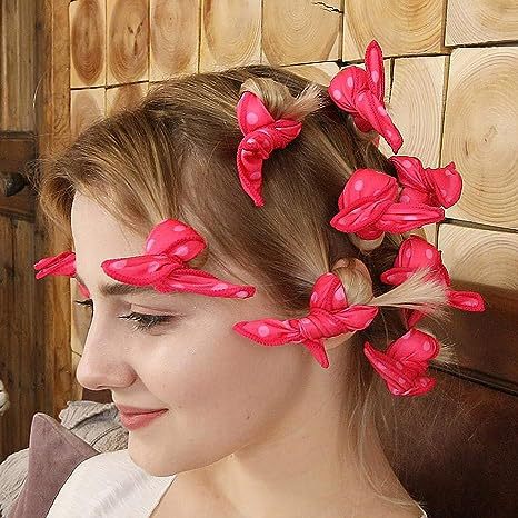 20-Pack Black Polka Dot Bow Sponge Hair Rollers Set -  Soft Sleep Pillow Lazy No-Heat Curler for Heatless Loose Curls Hair Style - Image 3