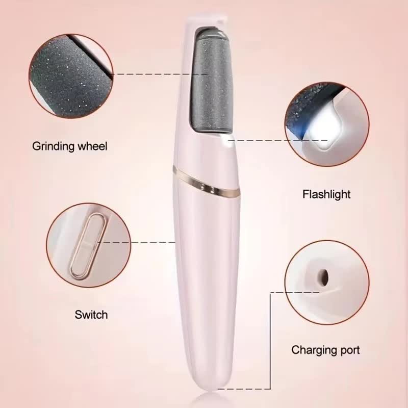 Pink Wireless Electric Foot Grinder With Two Heads - Automatic Pedicure Tool for Removing Callus and Dead Skin, Portable Small Handheld Design & USB Rechargeable - Image 3