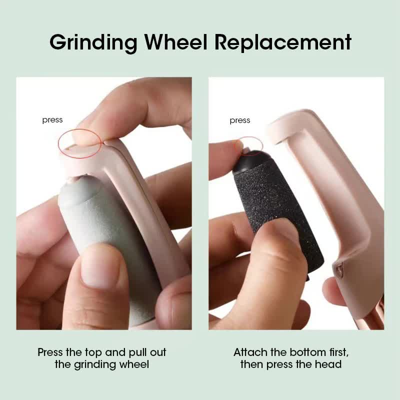 White Wireless Electric Foot Grinder With Two Heads - Automatic Pedicure Tool for Removing Callus and Dead Skin, Portable Small Handheld Design & USB Rechargeable - Image 4