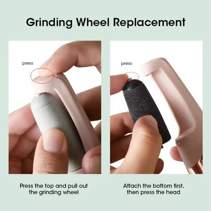 White Wireless Electric Foot Grinder With Two Heads - Automatic Pedicure Tool for Removing Callus and Dead Skin, Portable Small Handheld Design & USB Rechargeable - Image 4