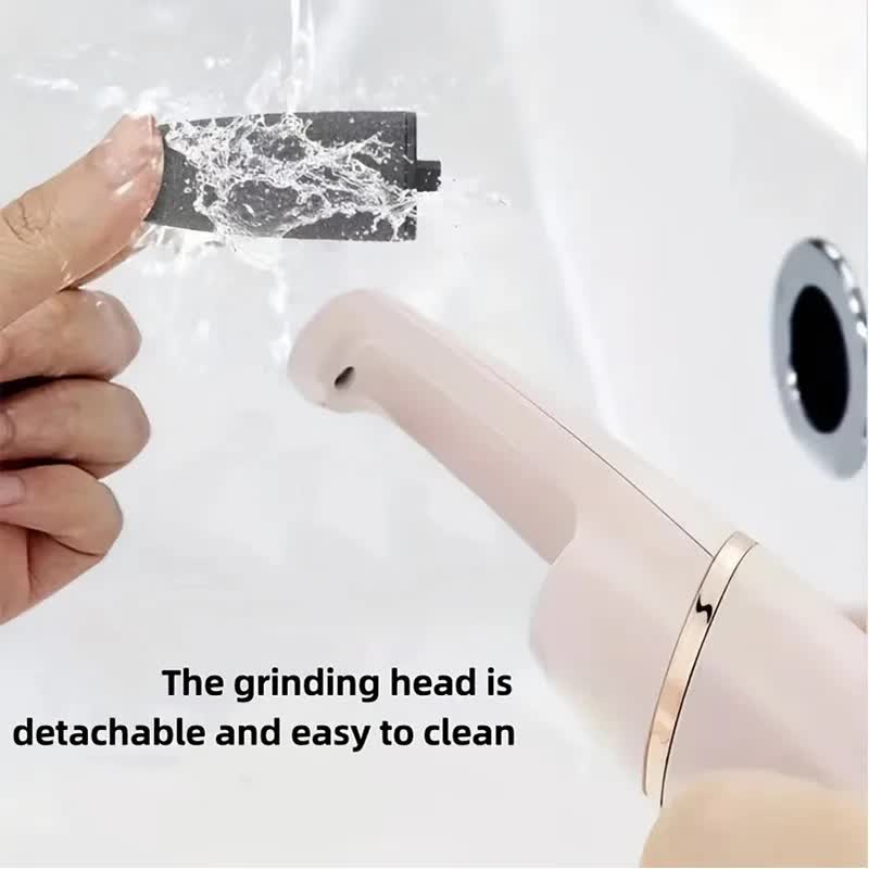 White Wireless Electric Foot Grinder With Two Heads - Automatic Pedicure Tool for Removing Callus and Dead Skin, Portable Small Handheld Design & USB Rechargeable - Image 5