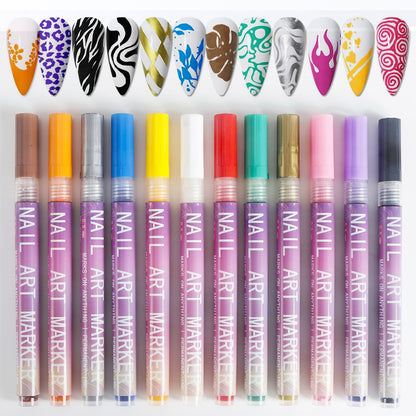 12-Color Acrylic Nail Art Marker Pen Set - Waterproof and Quick Drying, DIY Beauty Nail and Artistic Graffiti Pens - Image 2
