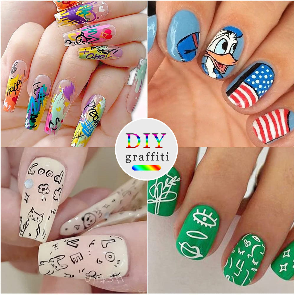 12-Color Acrylic Nail Art Marker Pen Set - Waterproof and Quick Drying, DIY Beauty Nail and Artistic Graffiti Pens - Image 5
