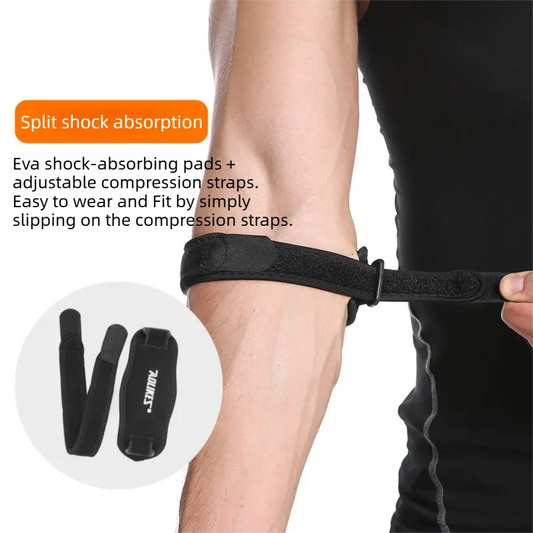 One-Pair Black Adjustable Compression Elbow Brace with Thick Sponge Padding - Sports Support for Various Sports and Everyday Work - Image 2