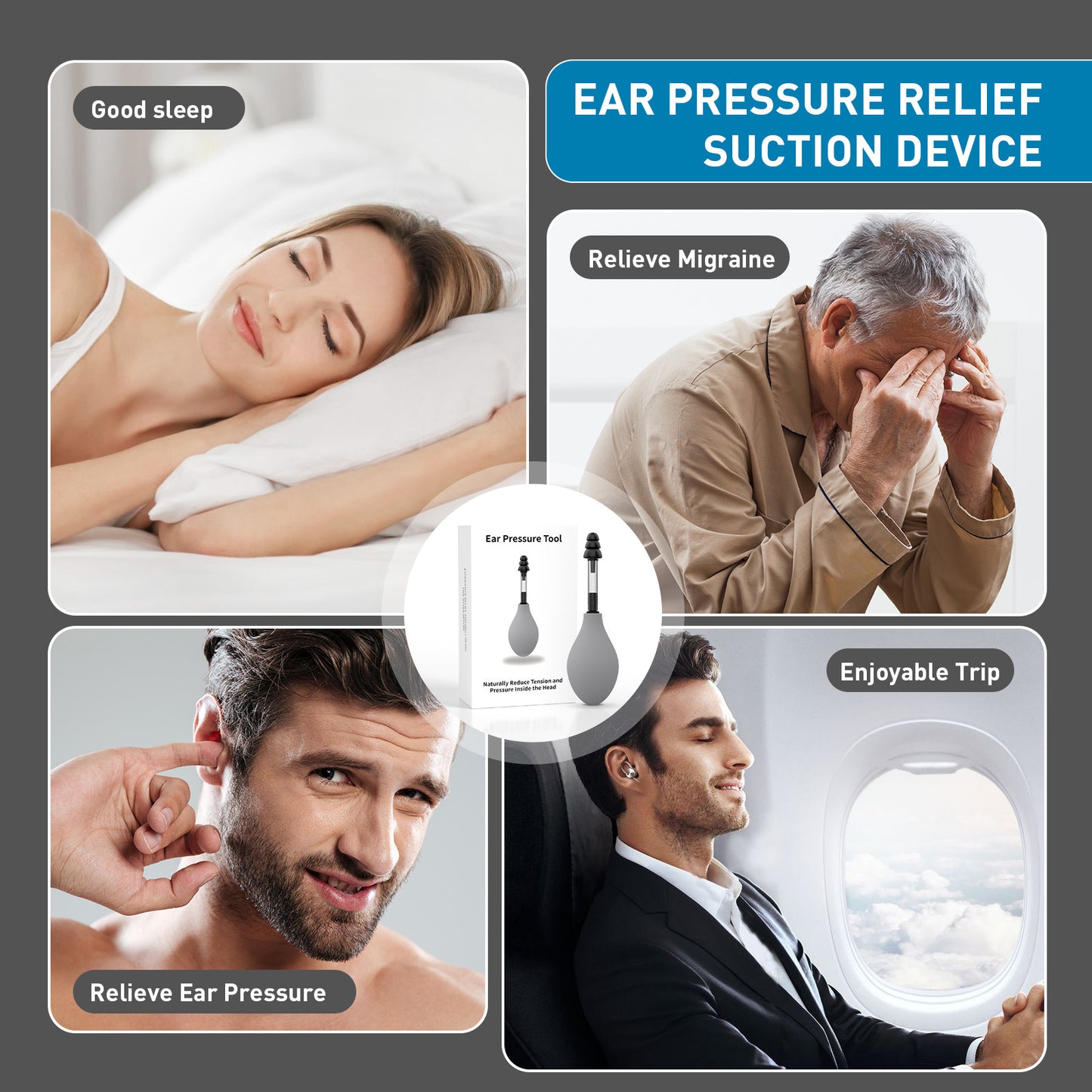 Grey Portable Manual Ear Massager - Natural Relief and Decompression Tool, Inner Ear Pressure Stimulator Device - Image 4