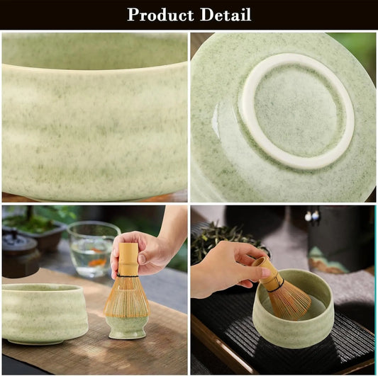Black Ceremony 4-Piece Matcha Ceramic Tool Set - Gift Box with Whisk (Chasen), Whisk Holder (Chasen Kuse-Naoshi), Bowl, and Scoop - Image 3