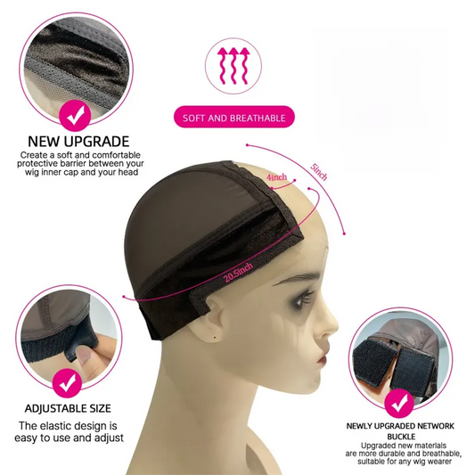 2-Pack Beige U-Part Covered-Ear Wig Cap with 4x5 Inch Double Velvet Lace - Comfort & Stability, for Wig Making and Secure Wear - Image 2