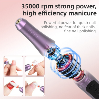 Black Portable Wireless Professional Electric Nail Drill Machine Includeing 6 Nail Drill Bits- High-Speed 20000 RPM, Adjustable 4-Speeds with LCD Display - Image 3