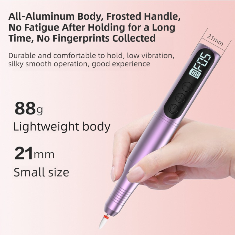 Black Portable Wireless Professional Electric Nail Drill Machine Includeing 6 Nail Drill Bits- High-Speed 20000 RPM, Adjustable 4-Speeds with LCD Display - Image 5