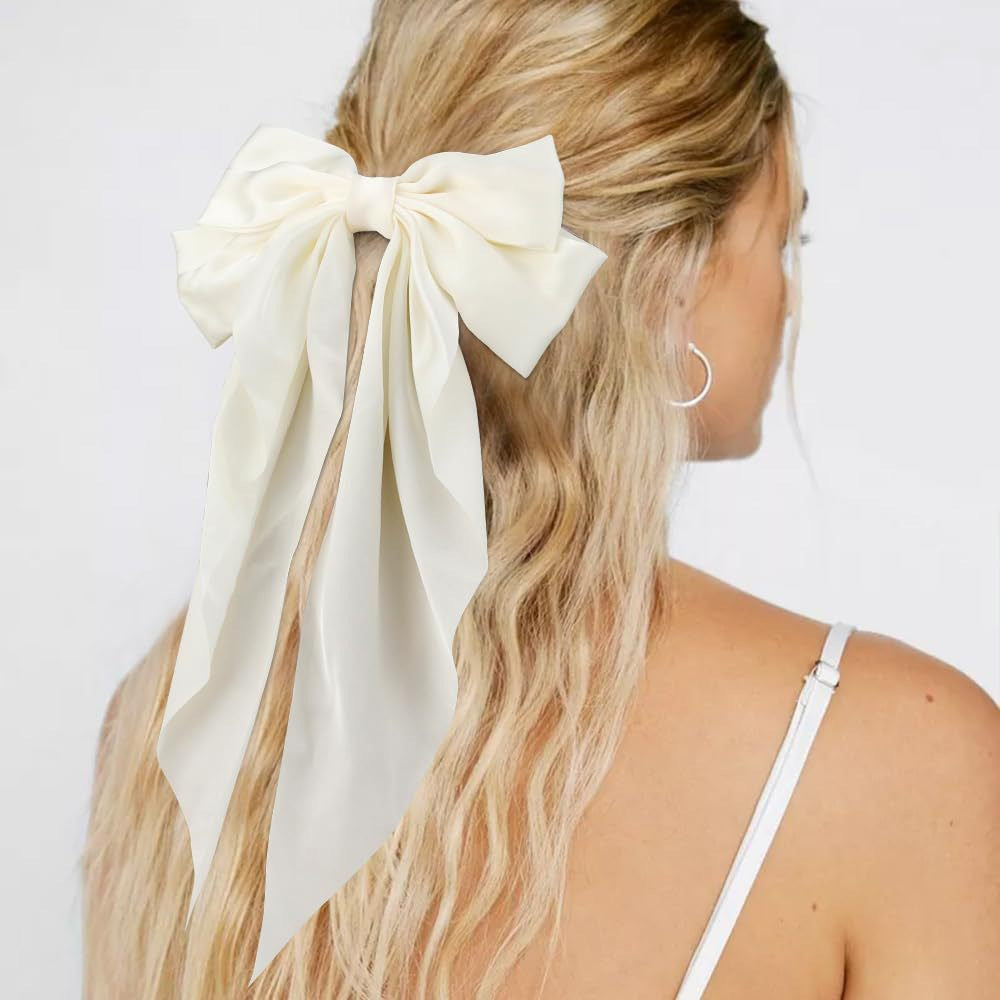 8-Color Set Luxury Satin Bow Hair Clips for Women - French Barrette Style, Sweet and Elegant Summer Hair Accessories