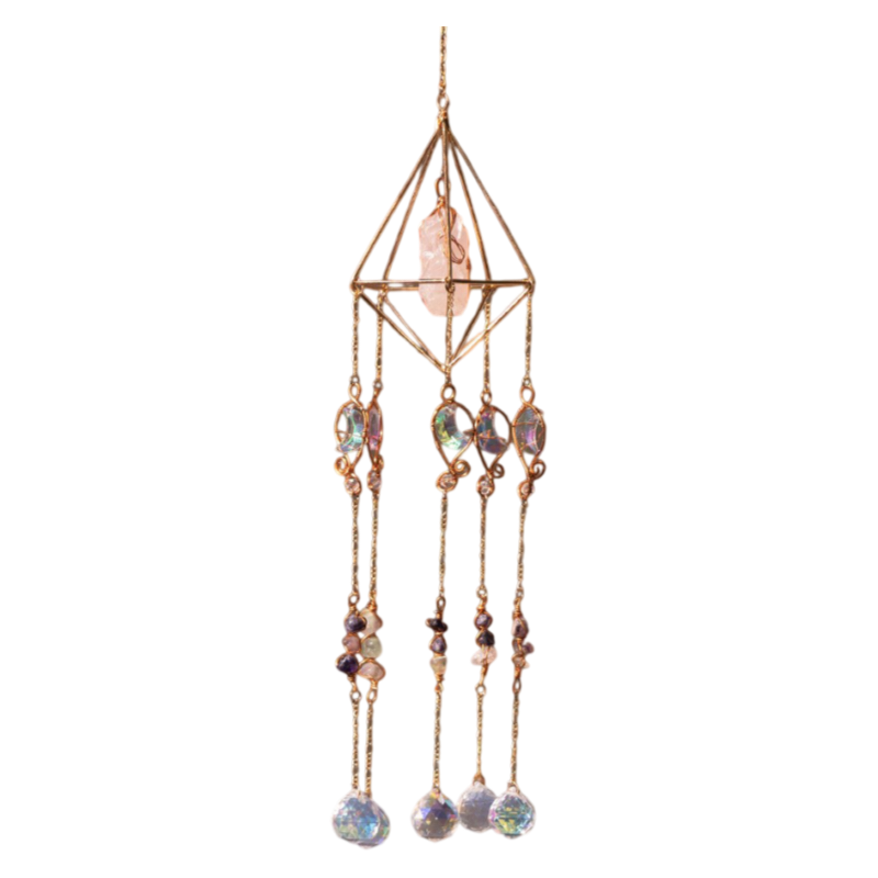 Moon Chaser Handcrafted Suncatcher - Natural Agate Slice & Multi-Faceted Prism for Decorative Refraction - Image 2