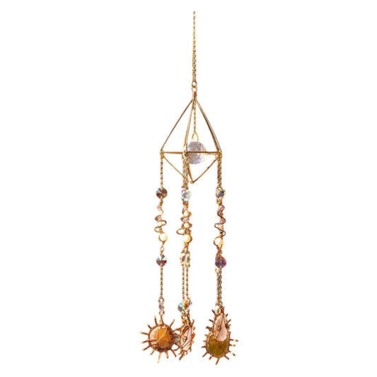 Solar Cone Faceted Crystal Suncatcher - Natural Agate & Handcrafted Prism for Light Decoration - Image 2