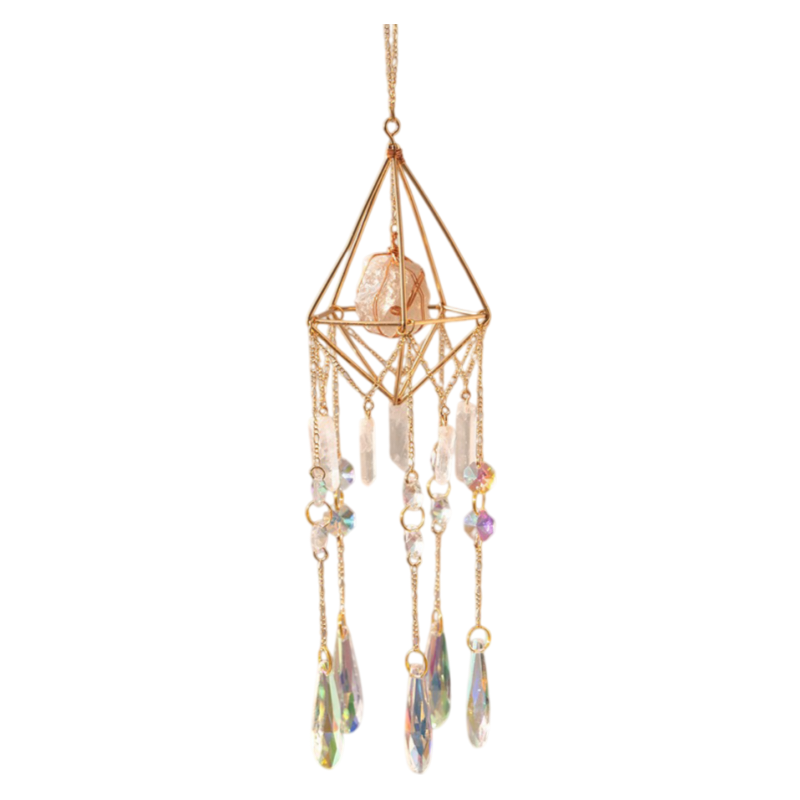 Cloud & Rain Handcrafted Suncatcher - Natural Agate & Cone Prism for Window Decoration - Image 2