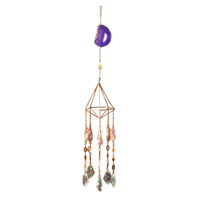 Purple Fairy Faceted Crystal Prism - Handmade Agate Slice Ornament for Rainbow Reflection - Image 2