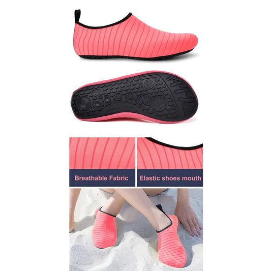 #38/39 Black Quick-Dry Aqua Beach Water Shoes for Men and Women - Slip-On Lightweight Breathable Barefoot Swim Socks - Image 3