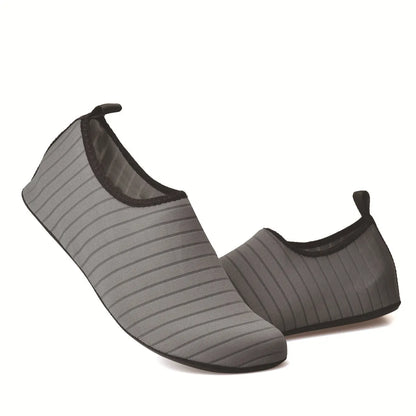 #44/45 Grey Quick-Dry Aqua Beach Water Shoes for Men and Women - Slip-On Lightweight Breathable Barefoot Swim Socks