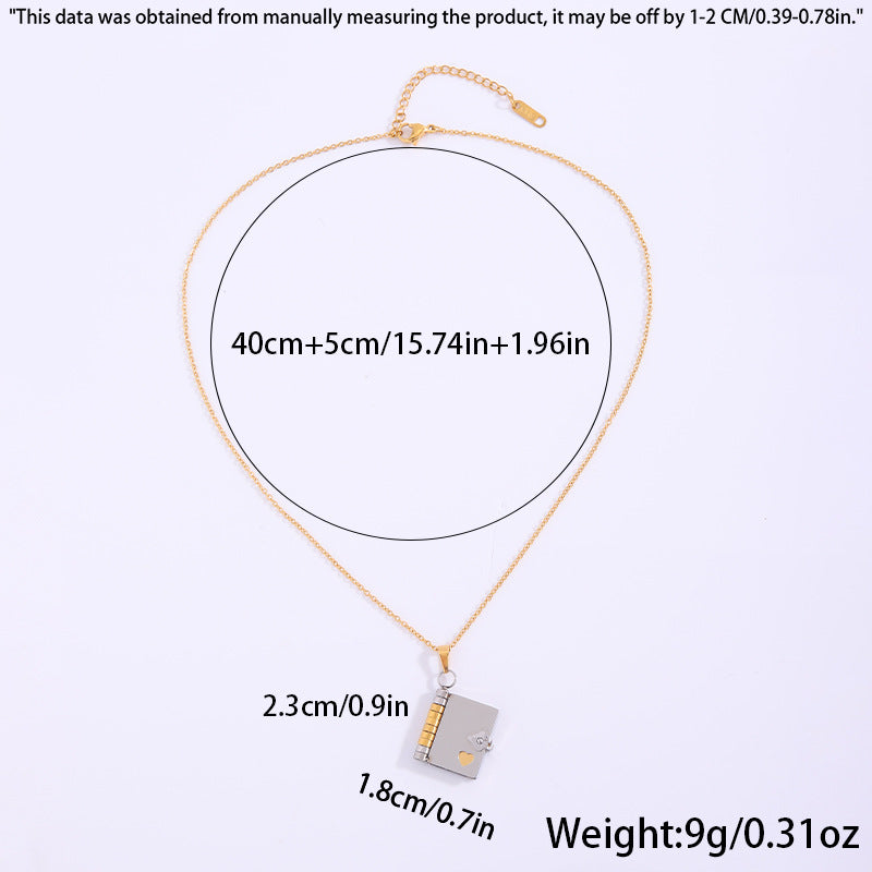Sliver Titanium Steel Fading-Resistant Envelope Locket Necklace - Openable Love Letter Pendant for Couples - Image 5