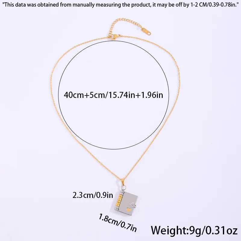 Gold Titanium Steel Fading-Resistant Envelope Locket Necklace - Openable Love Letter Pendant for Couples - Image 5