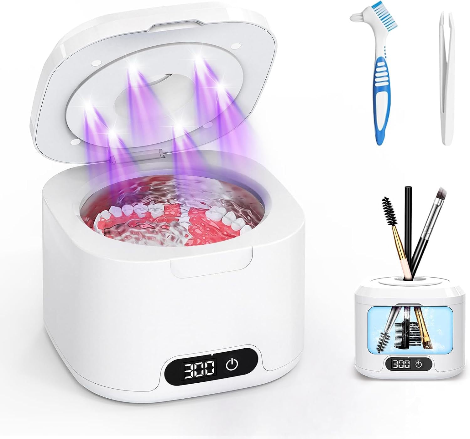 Muti-Functional Portable UV-C Ultrasonic Cleaner (49KHz) - 3 Time Modes for Deep cleaning and Sterilization, 340ml Stainless Steel Tank - Image 2