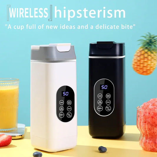 White Portable Wireless 420ML Blender Bottle (8.7x8.7x23.2CM) - 12-Blade Crushing Power, Self-Cleaning, USB Rechargeable for Juices & Smoothies - Image 3