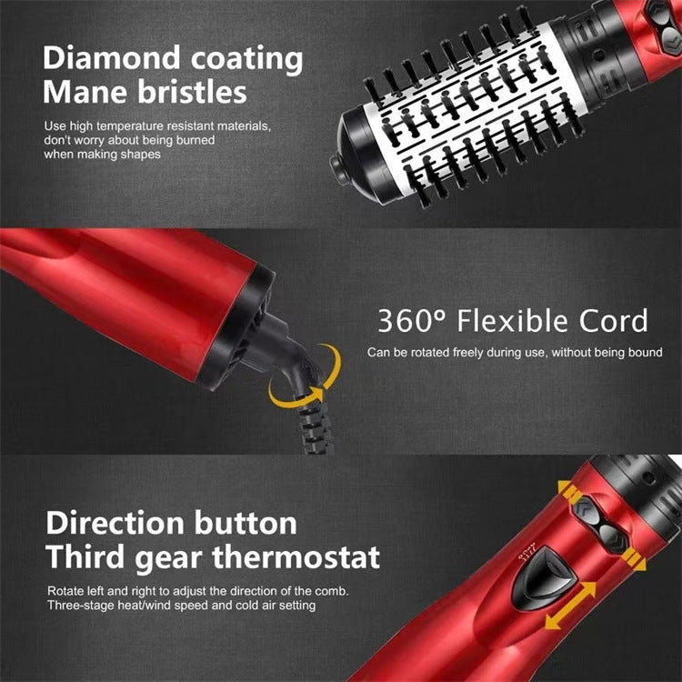 2-in-1 Pink Automatic Rotating Hot Air Styler(38/50mm Curling Barrel) - Multifunctional Hair Dryer Brush, Straightener & Curler with 3 Heat Settings and 360° Bi-directional Rotation - Image 4