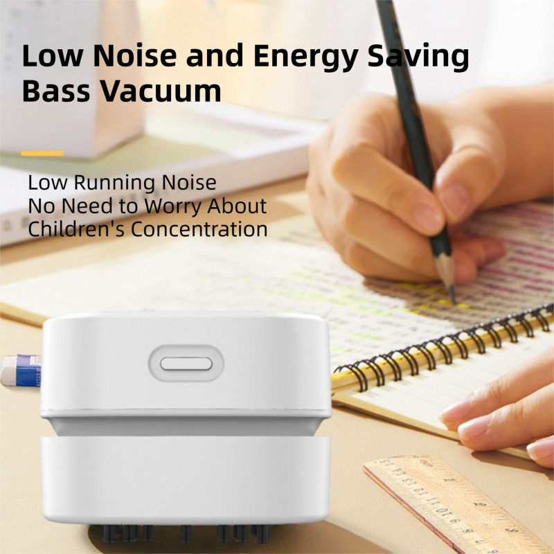 White Portable Handheld Cordless Mini Desktop Vacuum Cleaner - Powerful 10KPA Suction,  Efficient Dust & Debris Collection for Home, Office, and Student Use - Image 4