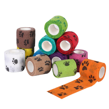 Pet Medical Therapy Self Adhesive Bandage Set(12 Volumes：2.5CM*4.5M) - Elastic Cute First Aid for Dogs and Cats & Humans, 12 Paw Colors - Image 2