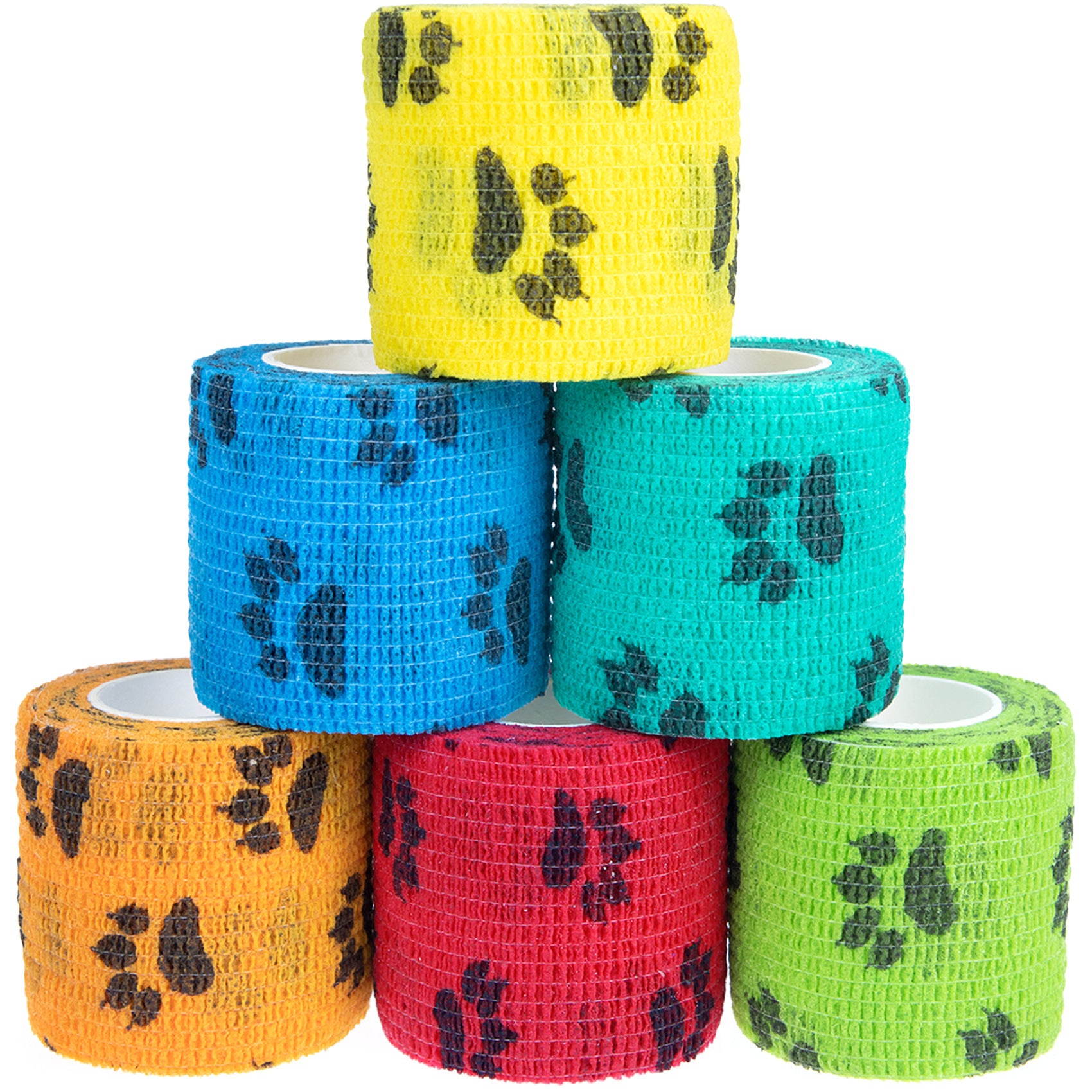 Pet Medical Therapy Self Adhesive Bandage Set(12 Volumes：7.5CM*4.5M) - Elastic Cute First Aid for Dogs and Cats & Humans, 12 Paw Colors - Image 3