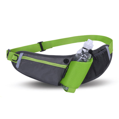 Green Adjustable Large Capacity Outdoor Sports Running Waist Pack(Waistline 70-160CM) - Multifunctional Marathon Pouch With Water Bottle Holder & Headphone Exit