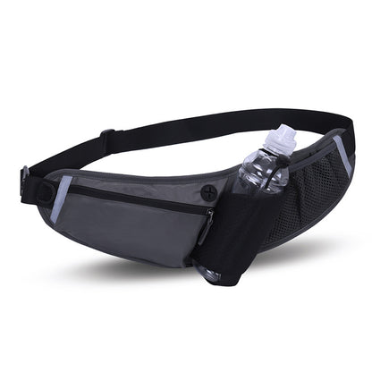 Black Adjustable Large Capacity Outdoor Sports Running Waist Pack(Waistline 70-160CM) - Multifunctional Marathon Pouch With Water Bottle Holder & Headphone Exit
