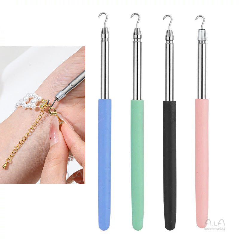 2-Pack Black Jewelry Fastener Helper Tool - Quick Bracelet & Fine Chain Wearer Aid With Telescopic Titanium Steel Hook - Image 6