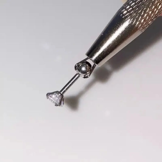 Stainless Steel Earring Wearer Helper - 4-Prong Grabber Tool , Ear Stud Threaded Ball Fixed Aid (6CM) - Image 3