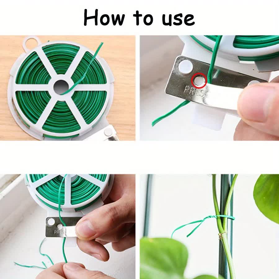 4-Rolls 100M Multifunctional Plastic Steel Twist Tie with Cutter - Sturdy Reusable Plant Support & Climbing Vine Tie - Image 3