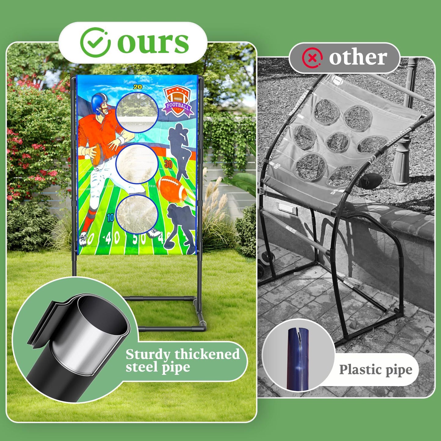 Outdoor/Indoor Portable Rugby Toss Game Set - Football Target Frame &  Rugby Toss Activity Toy, Durable & Easy Assembly Sports Equipment - Image 3