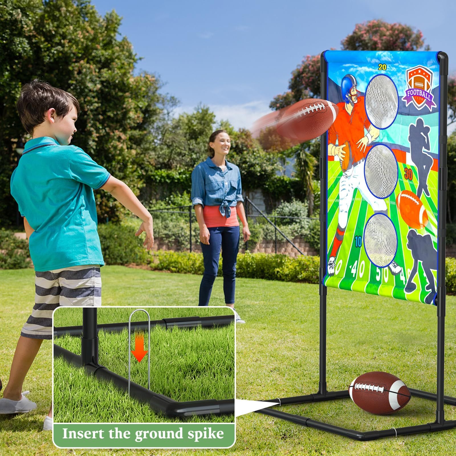 Outdoor/Indoor Portable Rugby Toss Game Set - Football Target Frame &  Rugby Toss Activity Toy, Durable & Easy Assembly Sports Equipment - Image 4