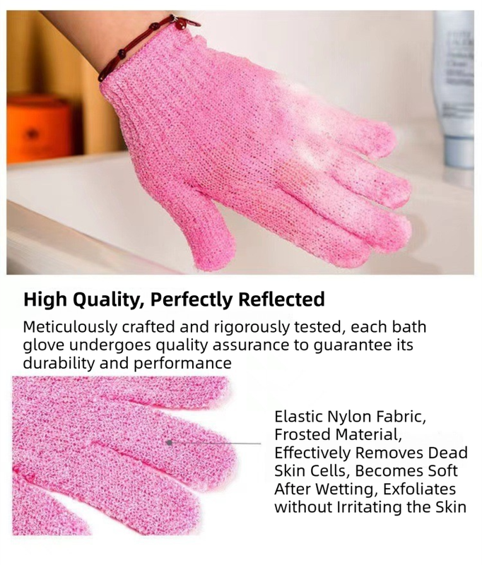 5-Pack Exfoliating Bath Mitts Set - Double-Sided & Gentle Scrubbing Gloves for Deep Skin Cleansing, Elastic Nylon Wristband - Image 4