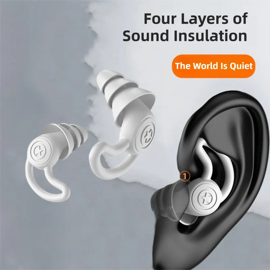 2-Pairs White Noise Reduction Silicone Ear Plugs for Swimming, Sleep, and Study - Waterproof Reusable Sound Blocking Earplugs - Image 4