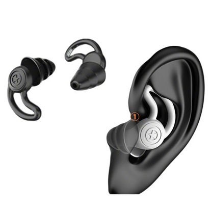 2-Pairs Black Noise Reduction Silicone Ear Plugs for Swimming, Sleep, and Study - Waterproof Reusable Sound Blocking Earplugs