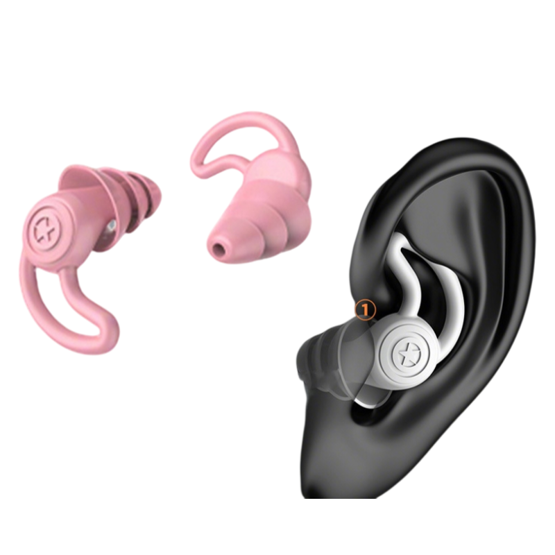 2-Pairs Pink Noise Reduction Silicone Ear Plugs for Swimming, Sleep, and Study - Waterproof Reusable Sound Blocking Earplugs