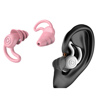 2-Pairs Pink Noise Reduction Silicone Ear Plugs for Swimming, Sleep, and Study - Waterproof Reusable Sound Blocking Earplugs