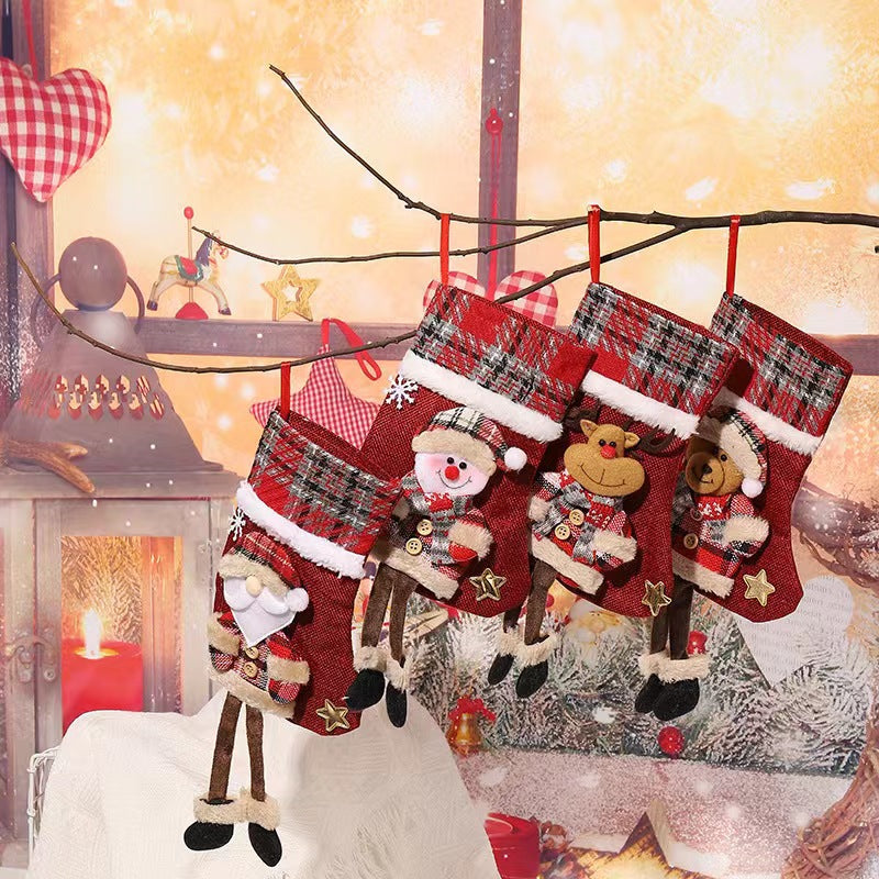 E4-1 Santa Claus Dangling Leg Christmas Stocking(22x15CM) - Hanging Gift Bag for Holiday Decoration - Image 2