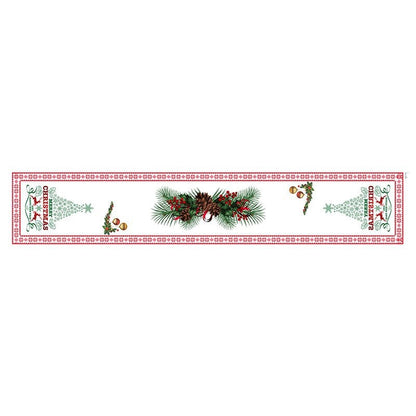 Style-1 New Year & Christmas Table Runner(33 x 180 CM) - Festive Linen Tablecloth, Digital Print Christmas Decor